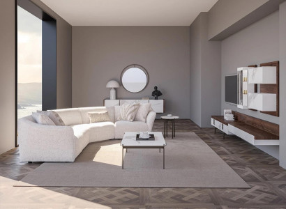 Luxury Set Corner Sofa L-shape Upholstered Living Room Coffee Table New Side Table